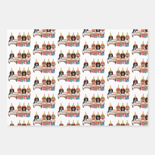 Birthday Cavalier King Charles Spaniel Gift Wrap Geschenkpapier Set (Vorderseite 2)