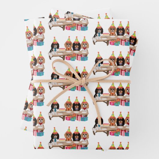 Birthday Cavalier King Charles Spaniel Gift Wrap Geschenkpapier Set (Beispiel)