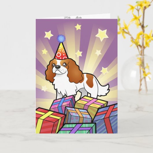 Birthday Cavalier King Charles Spaniel Karte (Gelbe Blume)
