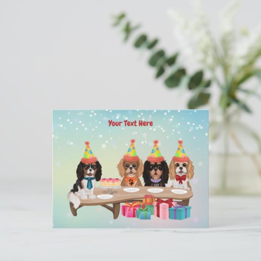 Birthday Cavalier King Charles Spaniel Postkarte (Stehend Vorderseite)