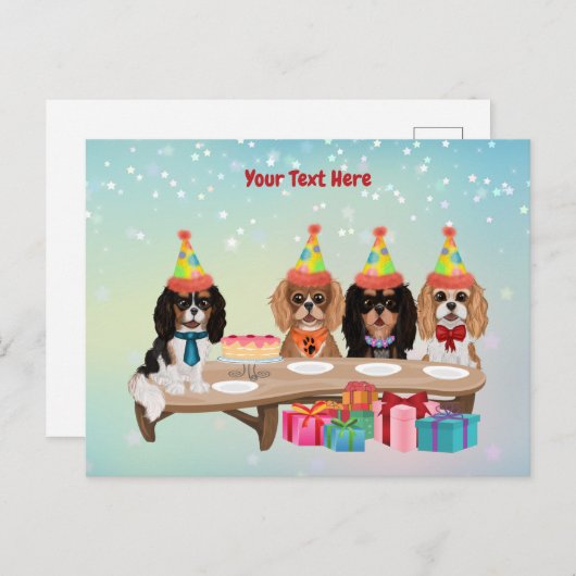 Birthday Cavalier King Charles Spaniel Postkarte (Vorne/Hinten)