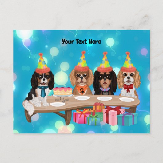 Birthday Cavalier King Charles Spaniel Postkarte (Vorderseite)