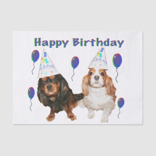 Birthday Cavalier King Charles Spaniels Seidenpapier (Vorderseite)