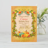 Birthday Celebration Fall Leaves Cute Modern Einladung (Stehend Vorderseite)