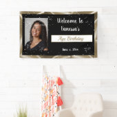 Birthday Celebration Gold Satin, Glitzern Banner (Insitu)