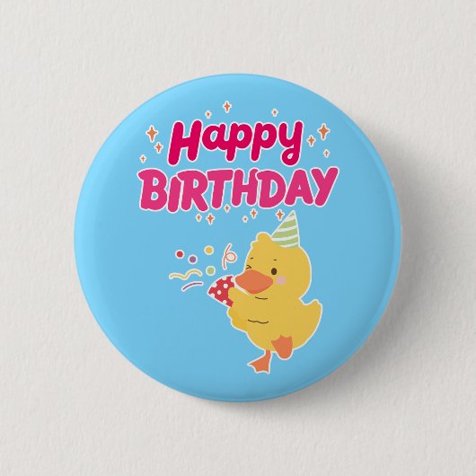 BIRTHDAY Celebration Niedlich Kawaii Chick Baby Ch Button (Vorderseite)