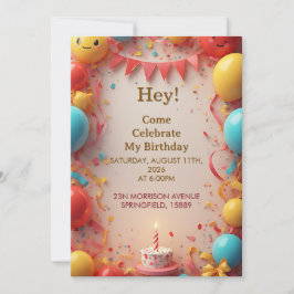 Birthday Celebration With Balloons Einladung