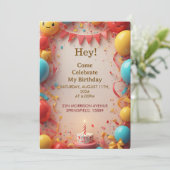 Birthday Celebration With Balloons Einladung (Stehend Vorderseite)