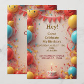 Birthday Celebration With Balloons Einladung (Vorne/Hinten)