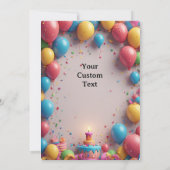 Birthday Celebration With Balloons Einladung (Rückseite)