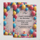 Birthday Celebration With Balloons Einladung (Vorne/Hinten)