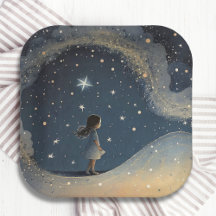 Birthday Celestial Star Watercolor Girl