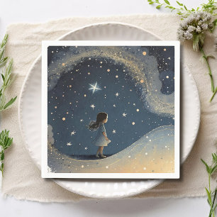 Birthday Celestial Star Watercolor Girl Serviette