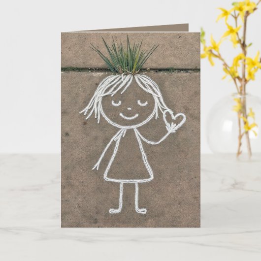 Birthday Chalk Art Girl of the Art Karte (Gelbe Blume)