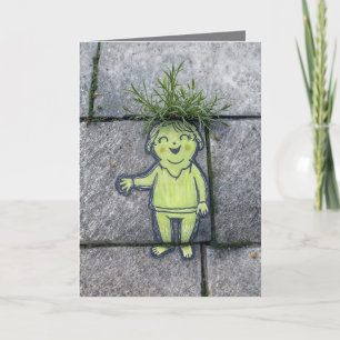 Birthday Chalk Doodle Street Art of a Happy Woman Karte