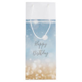 Birthday Champagner hellblau glitzerndes Gold Geschenktüte Für Weinflaschen (Rückseite)