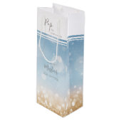 Birthday Champagner hellblau glitzerndes Gold Geschenktüte Für Weinflaschen (Vorderseite Schrägansicht)