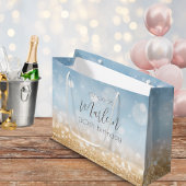 Birthday Champagner Himmel blau glitzerndes Goldsc Große Geschenktüte
