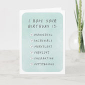 Birthday Checklist Greeting Card Karte (Vorderseite)