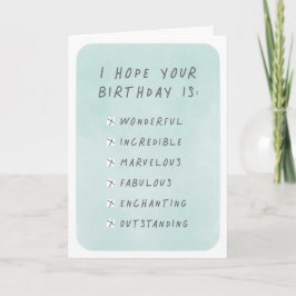 Birthday Checklist Greeting Card Karte