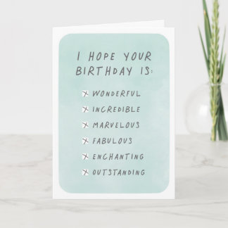 Birthday Checklist Greeting Card Karte