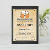 Birthday Cheers Beers Chalk Bar Invite Einladung (Stehend Vorderseite)