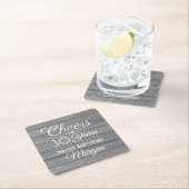 Birthday Cheers Rustic Wood Elegant Gray White Rechteckiger Pappuntersetzer (Vor Ort)