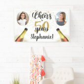 Birthday CHEERS TO # YEARS Black Gold 2 Foto Banner (Insitu)