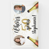 Birthday CHEERS TO # YEARS Black Gold 2 Foto Banner (Vertikal)