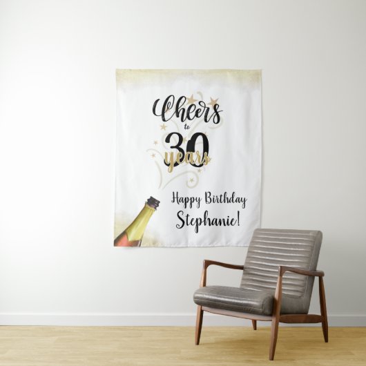 Birthday CHEERS TO # YEARS Black Gold Hintergrund Wandteppich (Beispiel)
