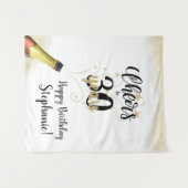 Birthday CHEERS TO # YEARS Black Gold Hintergrund Wandteppich (Vorderseite (Horizontal))