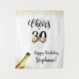 Birthday CHEERS TO # YEARS Black Gold Hintergrund Wandteppich