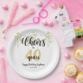 Birthday CHEERS TO # YEARS Black Gold Stars Script Pappteller (Party)