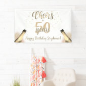 Birthday CHEERS TO # YEARS Champagne Gold Script Banner (Insitu)