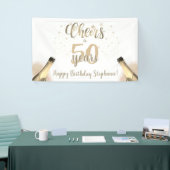 Birthday CHEERS TO # YEARS Champagne Gold Script Banner (Messeveranstaltung)