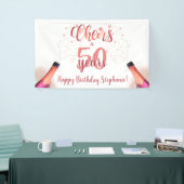 Birthday CHEERS TO # YEARS Rose Gold Script Banner (Messeveranstaltung)