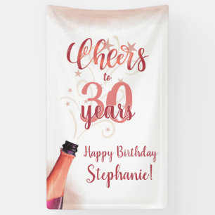 Birthday CHEERS TO # YEARS Rose Gold Script Banner