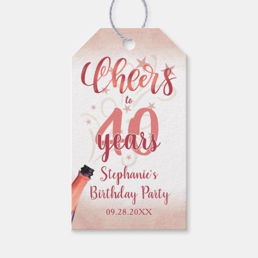 Birthday CHEERS TO # YEARS Rose Gold Script Geschenkanhänger (Vorderseite)