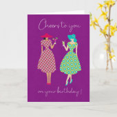 Birthday Cheers Women with Drinks Card Karte (Gelbe Blume)