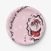 Birthday Cherry Cupcake Doodle auf rosa Pappteller (Vorderseite)