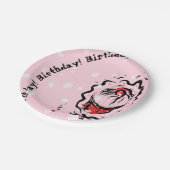 Birthday Cherry Cupcake Doodle auf rosa Pappteller (Schrägansicht)