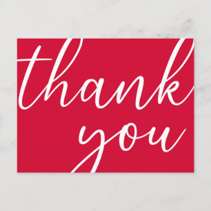 Birthday Cherry Red Modern Script Vielen Dank Postkarte