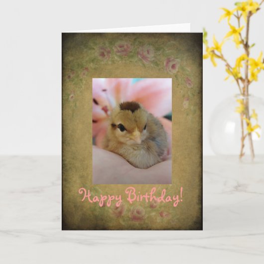 Birthday Chick Karte (Gelbe Blume)