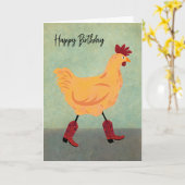 Birthday Chicken Wearing Cowboy Boots Karte (Gelbe Blume)