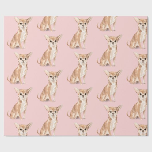 Birthday Chihuahua Dog Pink Party Hat Geschenkpapier (Flach)