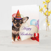 Birthday Chihuahua Hund Karte (Gelbe Blume)