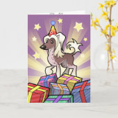 Birthday Chinese Crested (haarlos) Karte (Gelbe Blume)