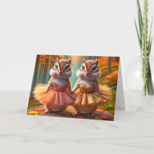 Birthday Chipmunks Ballerina Dancers on Treump Karte (Vorderseite)