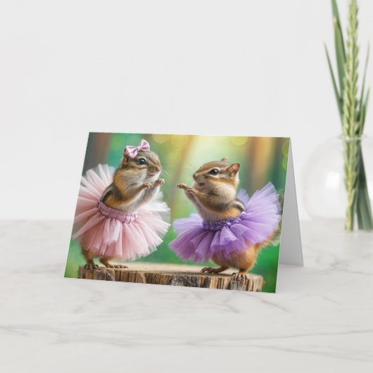 Birthday Chipmunks Dancing Karte (Vorderseite)