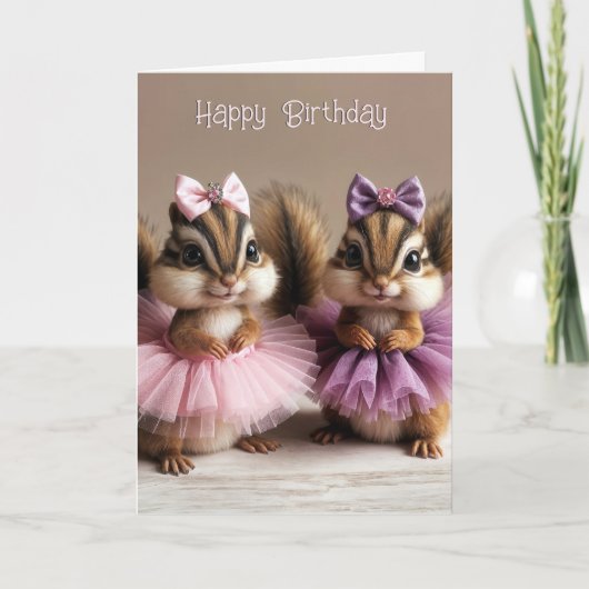 Birthday Chipmunks Wearing Tutus Karte (Vorderseite)